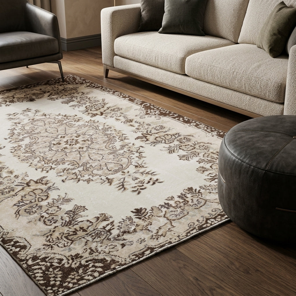 Oriental pattern on the Suleperi vintage area rug – handmade in Anatolia, Turkey