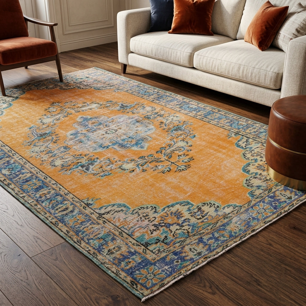 Oriental pattern on the Stenothea vintage area rug – handmade in Anatolia, Turkey