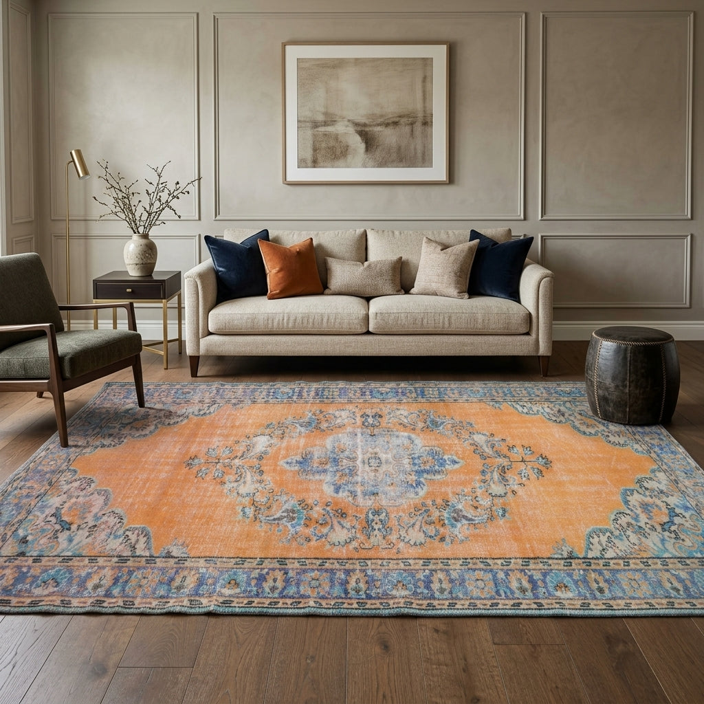 Oriental pattern on the Stenothea vintage area rug – handmade in Anatolia, Turkey