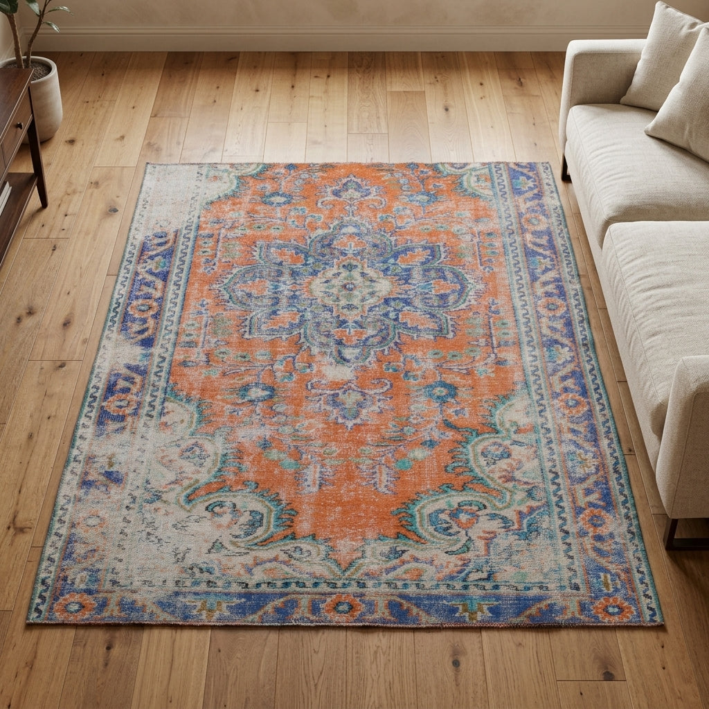 Oriental pattern on the Sosikleia vintage area rug – handmade in Anatolia, Turkey