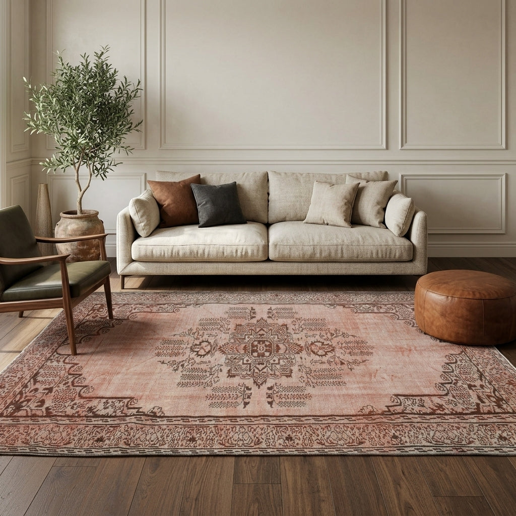 Oriental pattern on the Silaperver vintage area rug – handmade in the Persian region