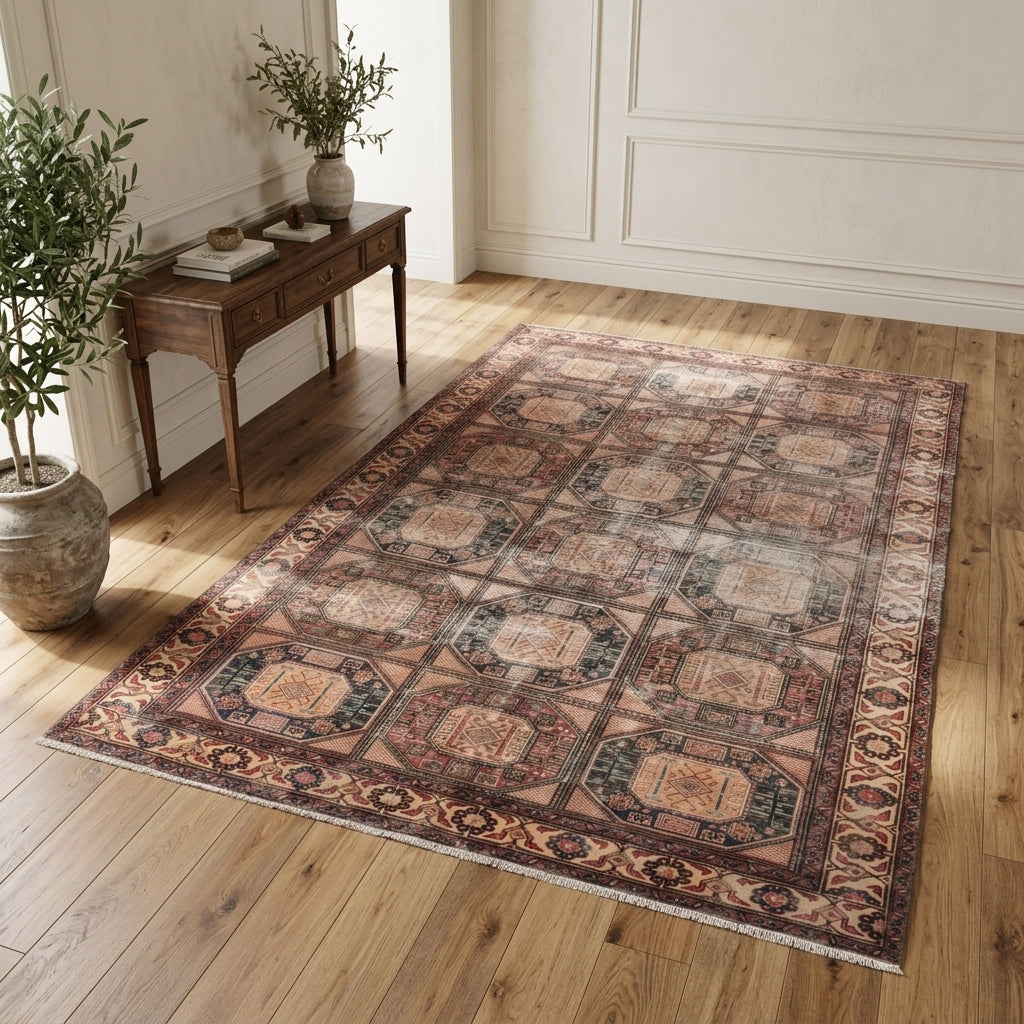 Ikat pattern on the Sevsad vintage area rug – handmade in Anatolia, Turkey