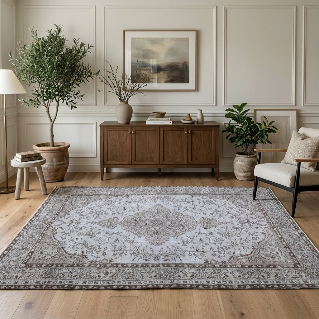 Oriental pattern on the Servbahar vintage area rug – handmade in Anatolia, Turkey