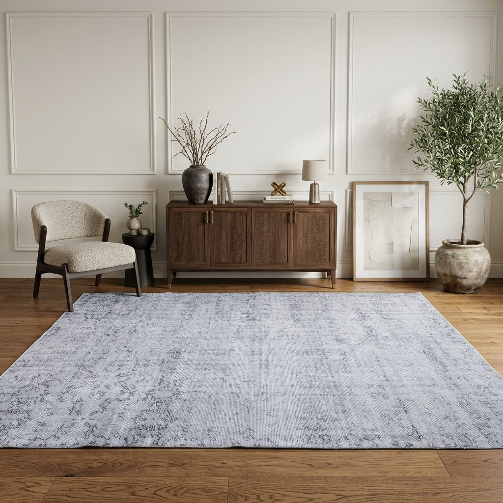 Floral pattern on the Semasena antique washed vintage area rug – handmade in Anatolia, Turkey