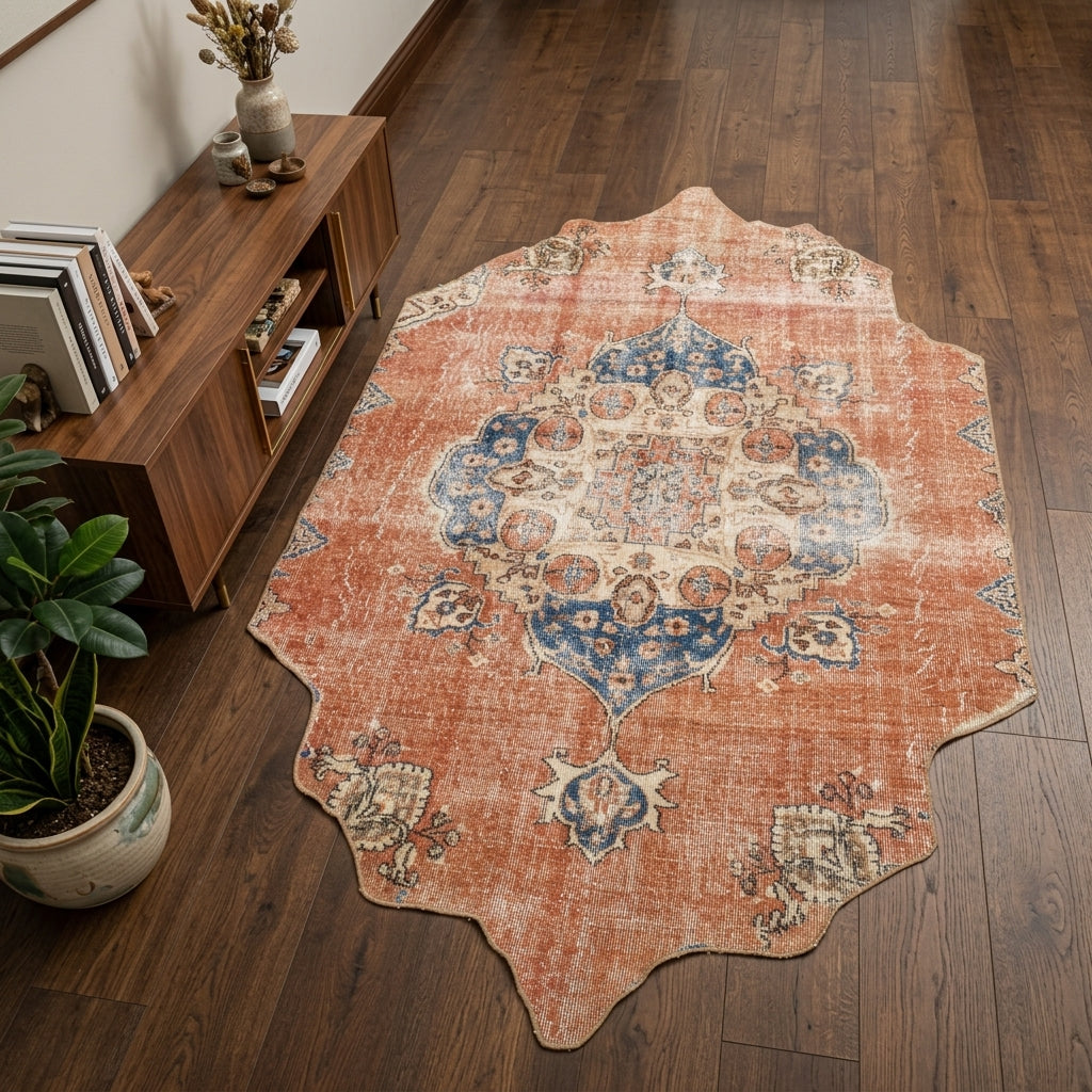 Oriental pattern on the Selenpeyker vintage area rug – handmade in Anatolia, Turkey