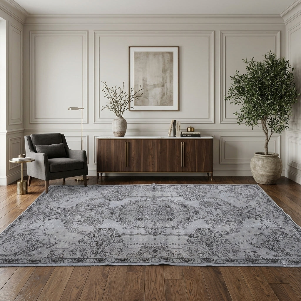 Oriental pattern on the Sahrayar vintage area rug – handmade in Anatolia, Turkey