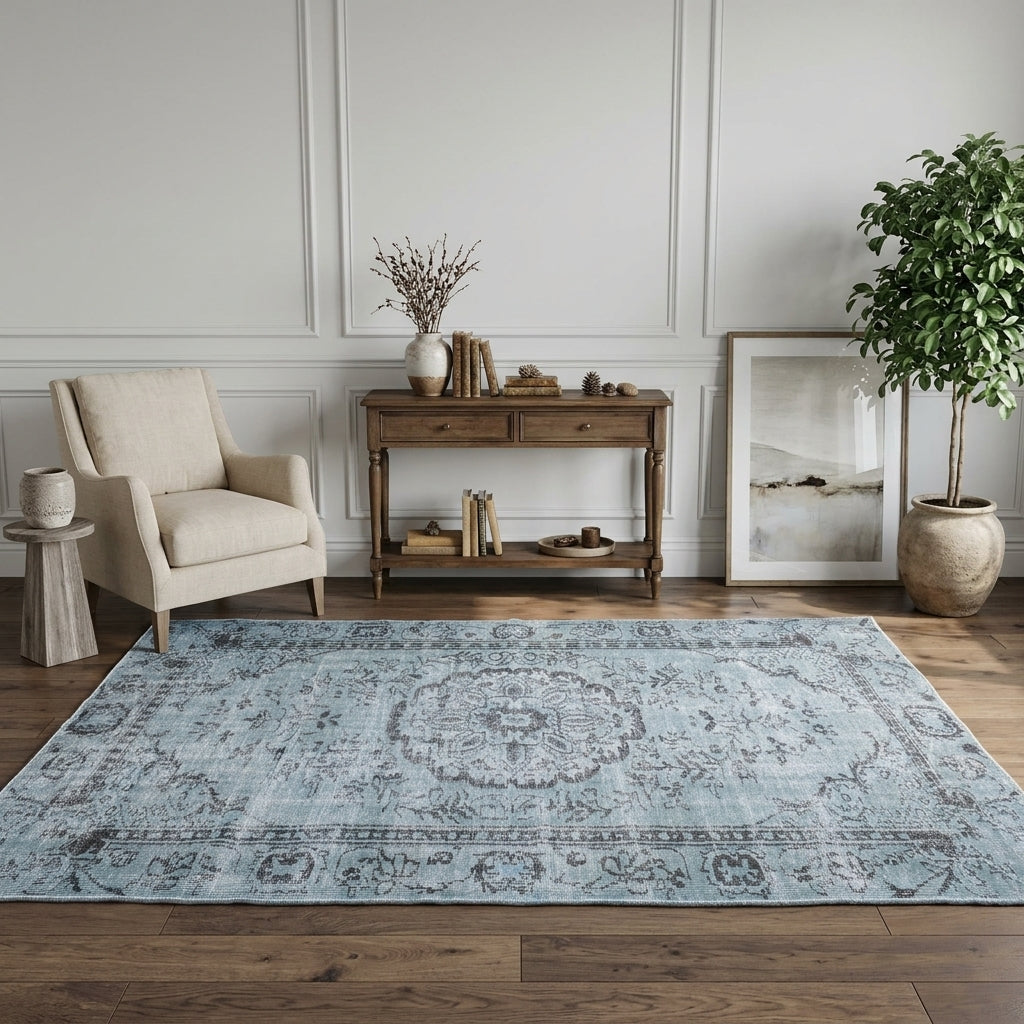 Oriental pattern on the Sahrahayat vintage area rug – handmade in Anatolia, Turkey