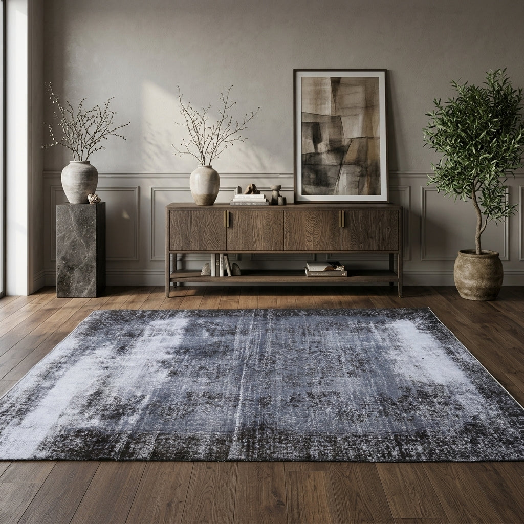 Oriental pattern on the Sadberkefruz distressed vintage area rug – handmade in Anatolia, Turkey
