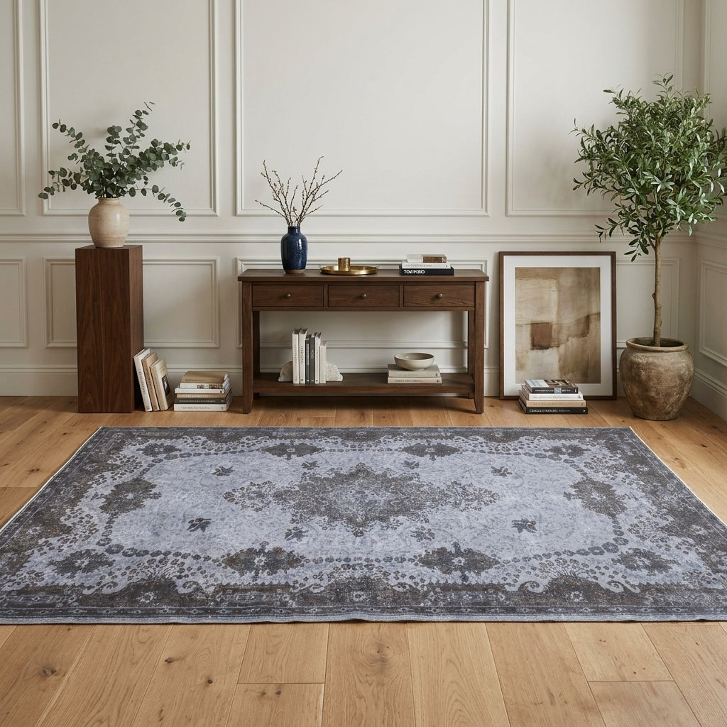 Oriental pattern on the Sabahsu vintage area rug – handmade in Anatolia, Turkey
