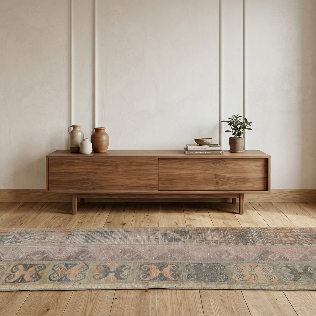 Oriental pattern on the Ruyapezir vintage patchwork runner rug – handmade in Anatolia, Turkey