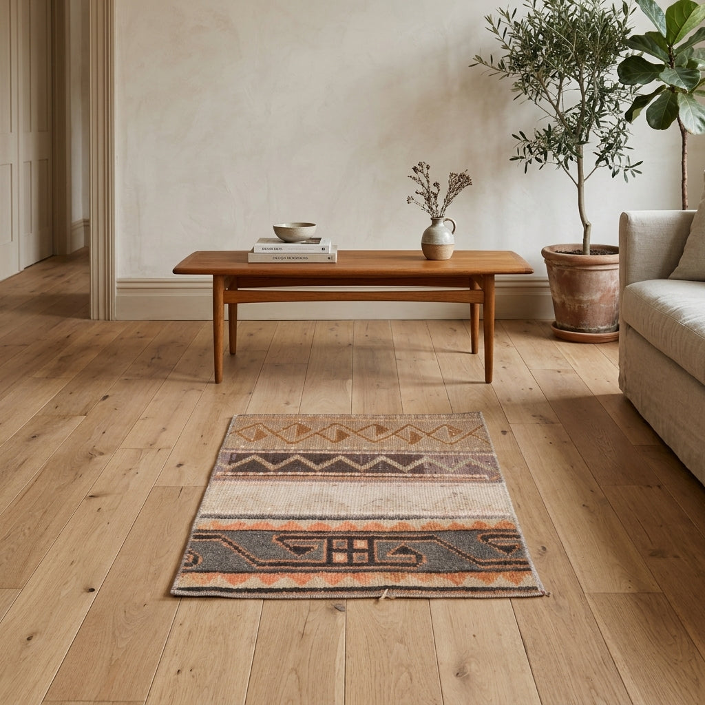 Patchwork pattern on the Pyrrophaessa vintage patchwork area rug – handmade in Anatolia, Turkey