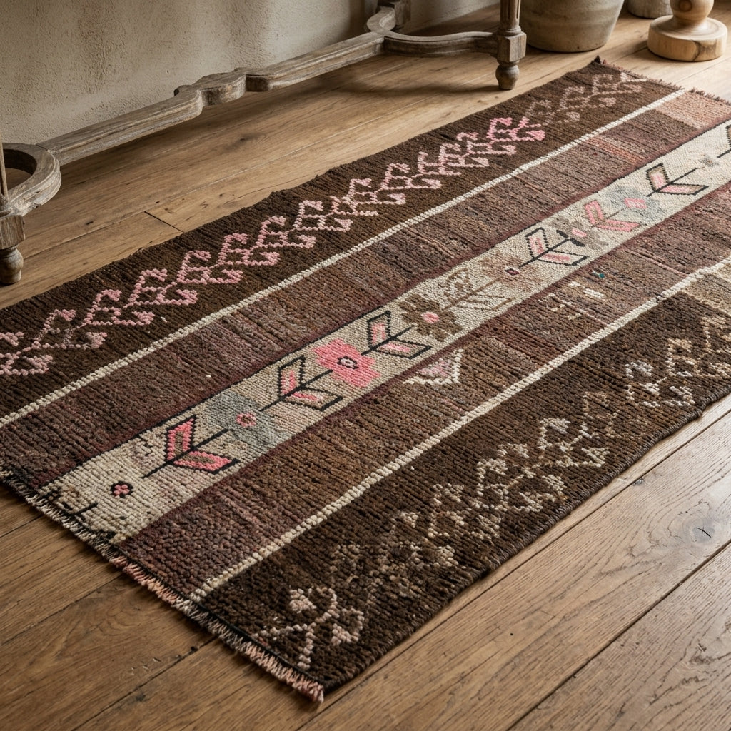 Oriental pattern on the Petromene vintage patchwork area rug – handmade in Anatolia, Turkey