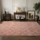 Flowers and damask pattern on the Ocyale vintage area rug – handmade in Anatolia, Turkey