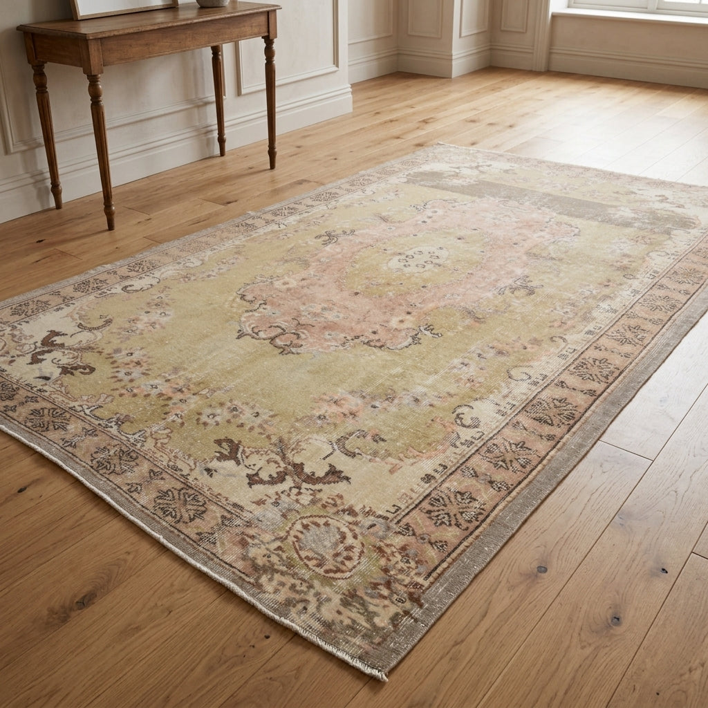 Oriental pattern on the Nevsalnaz vintage area rug – handmade in Anatolia, Turkey