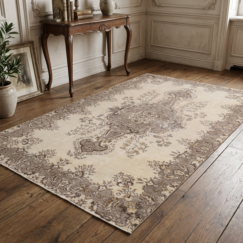 Oriental pattern on the Nevingul vintage area rug – handmade in Anatolia, Turkey