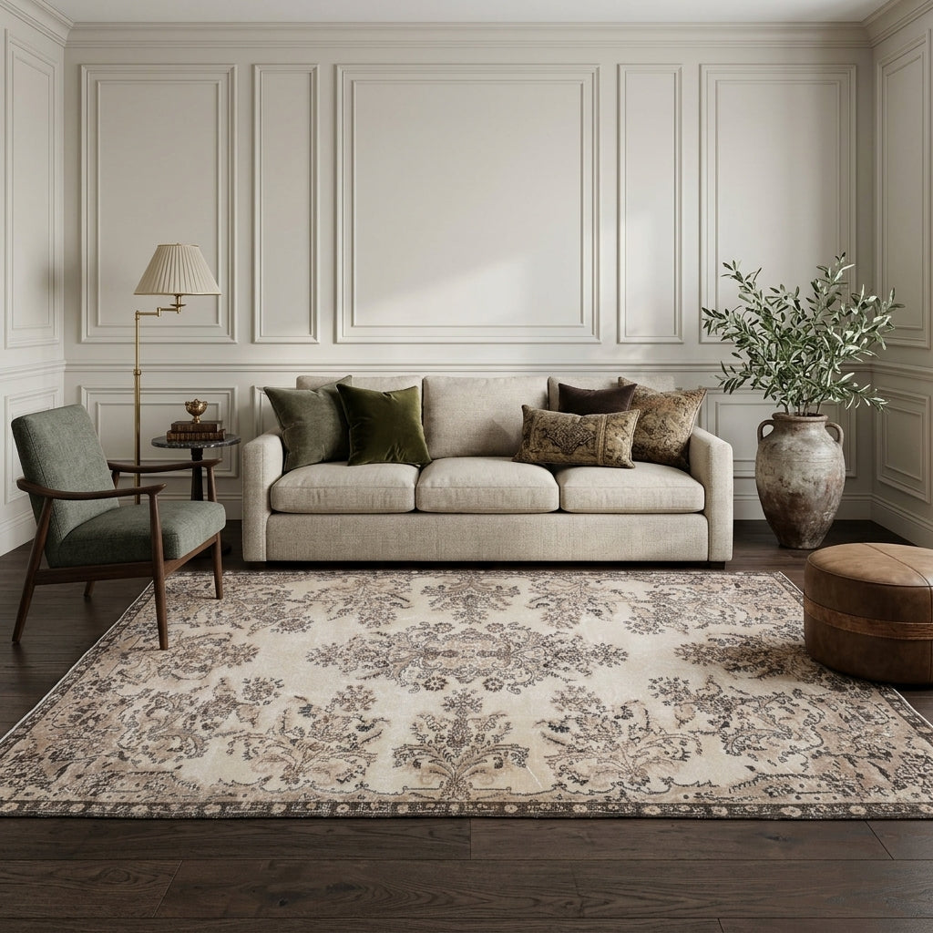 Oriental pattern on the Nausozoe vintage area rug – handmade in Adana, Turkey