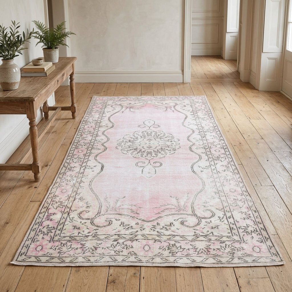 Oriental pattern on the Peykernaz vintage area rug – handmade in Anatolia, Turkey