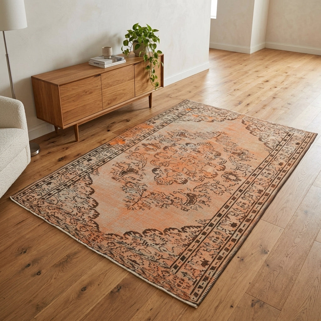 Oriental pattern on the Seherpezir vintage area rug – handmade in Anatolia, Turkey