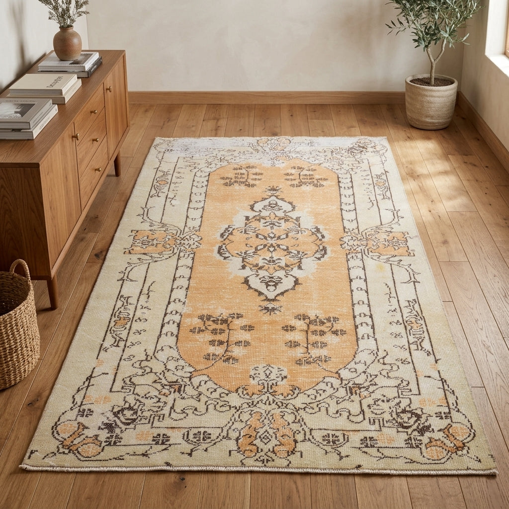 Oriental pattern on the Nedimisik vintage area rug – handmade in Anatolia, Turkey