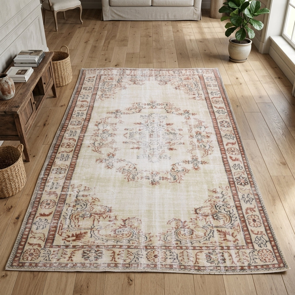 Oriental pattern on the Argyrorhoe vintage area rug – handmade in Anatolia, Turkey