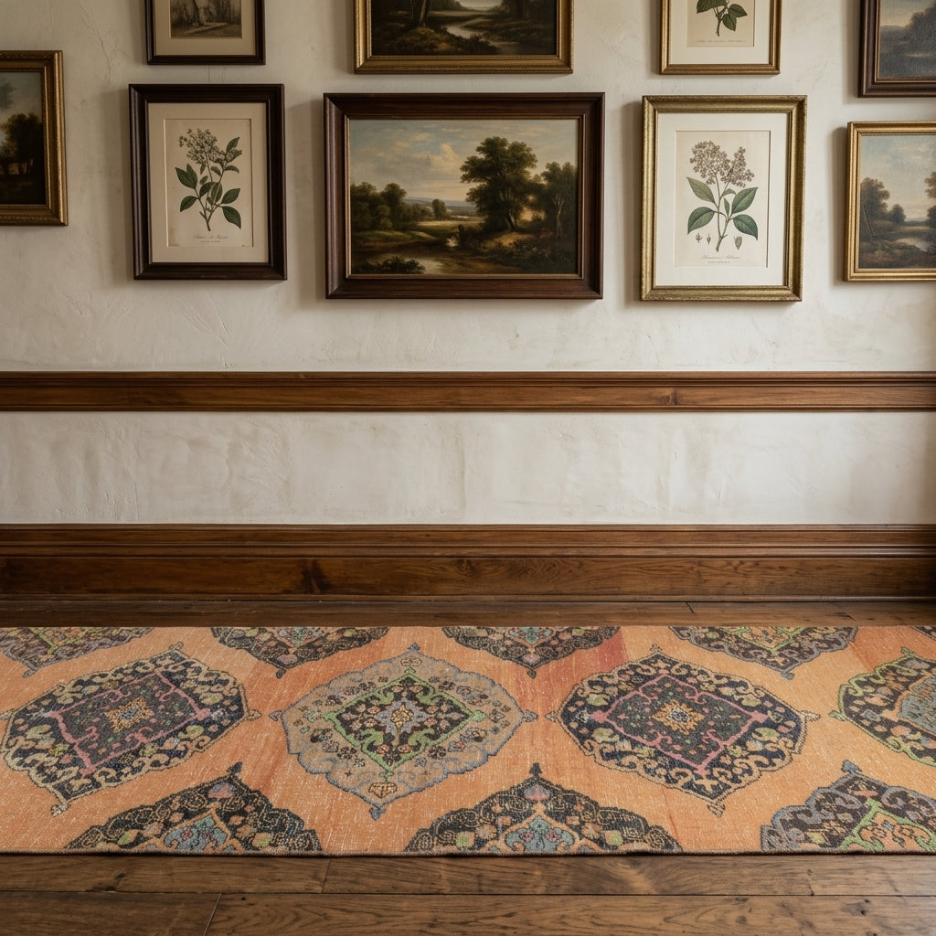 Geometric pattern on the Ketenperi vintage runner rug – handmade in Anatolia, Turkey