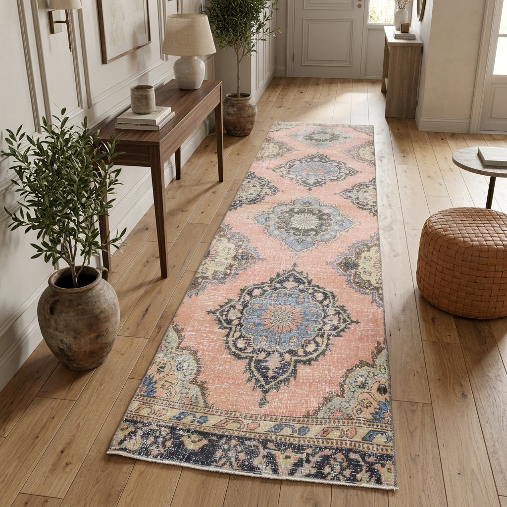 Oriental pattern on the Kestanenur vintage runner rug – handmade in Anatolia, Turkey