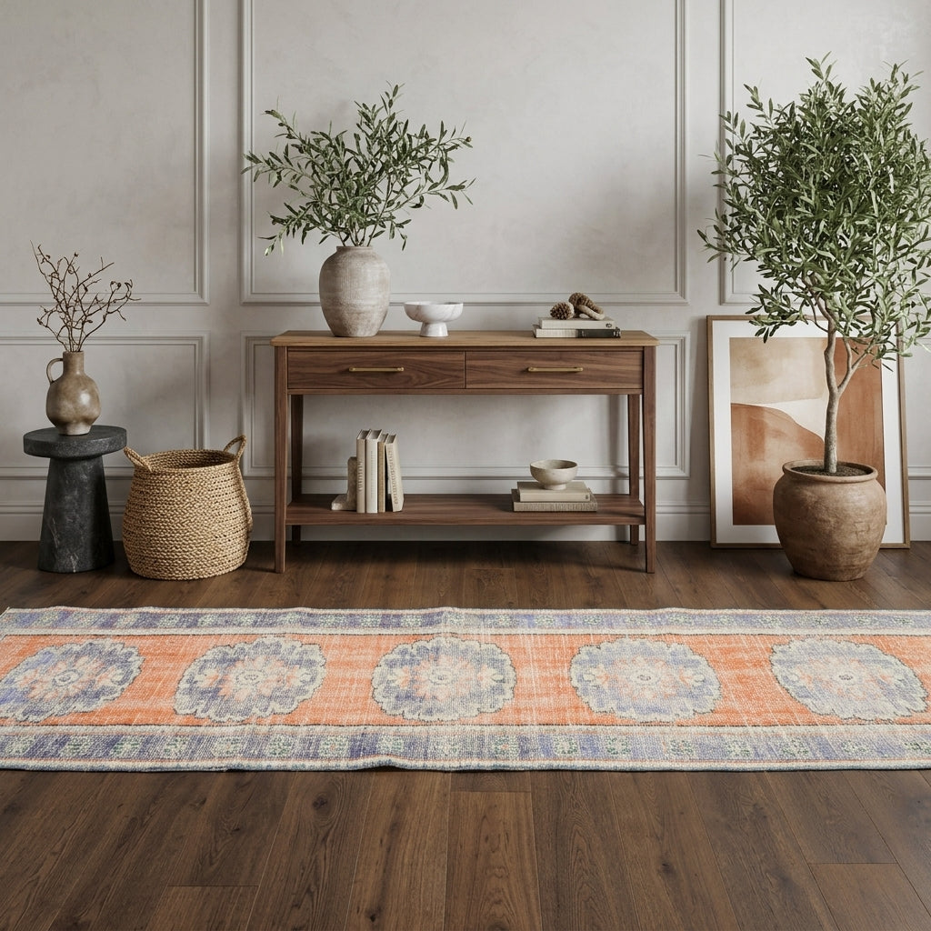 Oriental pattern on the Kelebekpare vintage runner rug – handmade in Anatolia, Turkey