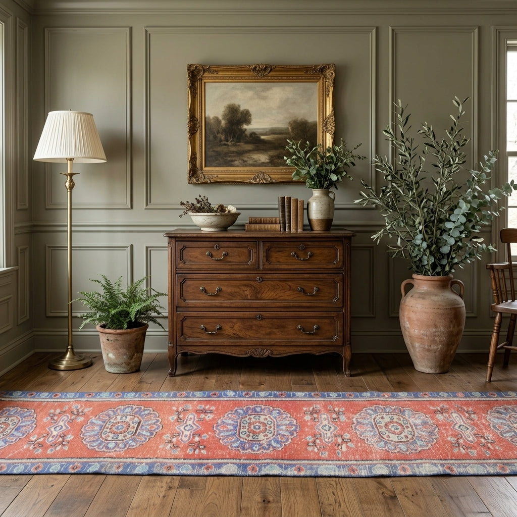 Oriental pattern on the Kelebeknihal vintage runner rug – handmade in Anatolia, Turkey
