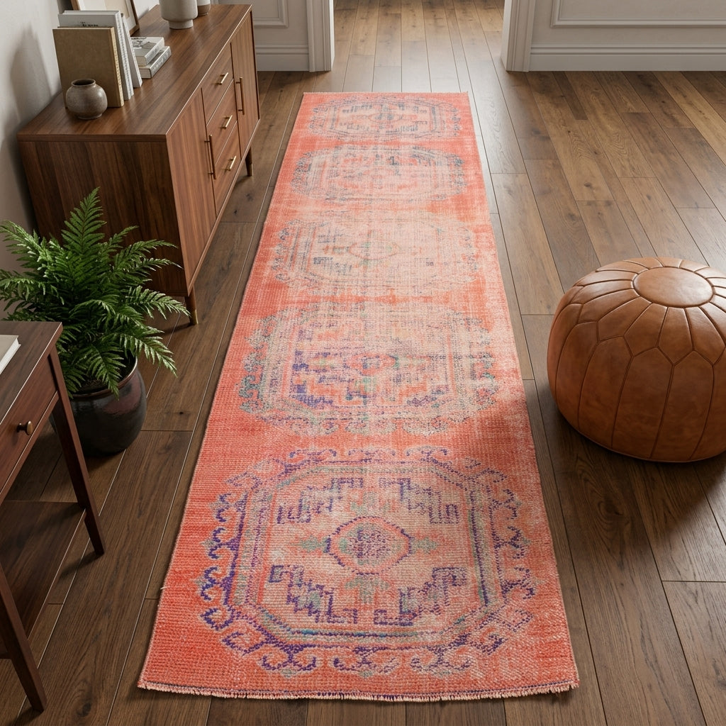 Oriental pattern on the Karanfilsu vintage runner rug – handmade in Anatolia, Turkey