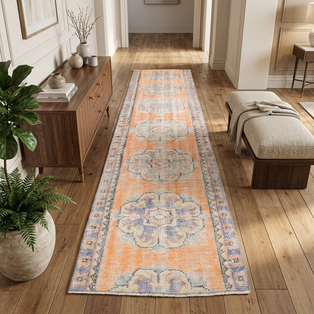 Oriental pattern on the Kalonome vintage runner rug – handmade in Anatolia, Turkey