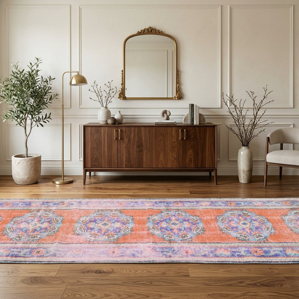 Oriental pattern on the Kadifesu vintage runner rug – handmade in Anatolia, Turkey