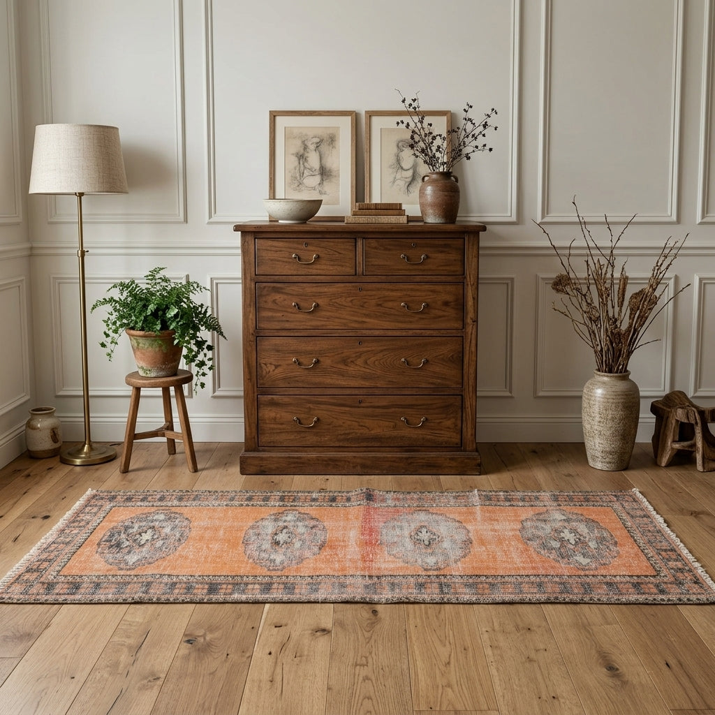 Oriental pattern on the Kadifebahar vintage runner rug – handmade in Anatolia, Turkey