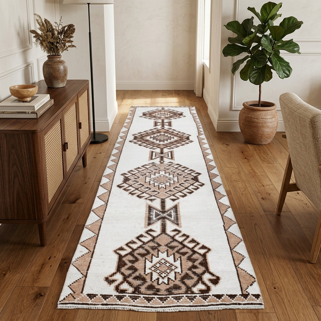 Oriental pattern on the Iremgul vintage runner rug – handmade in Anatolia, Turkey