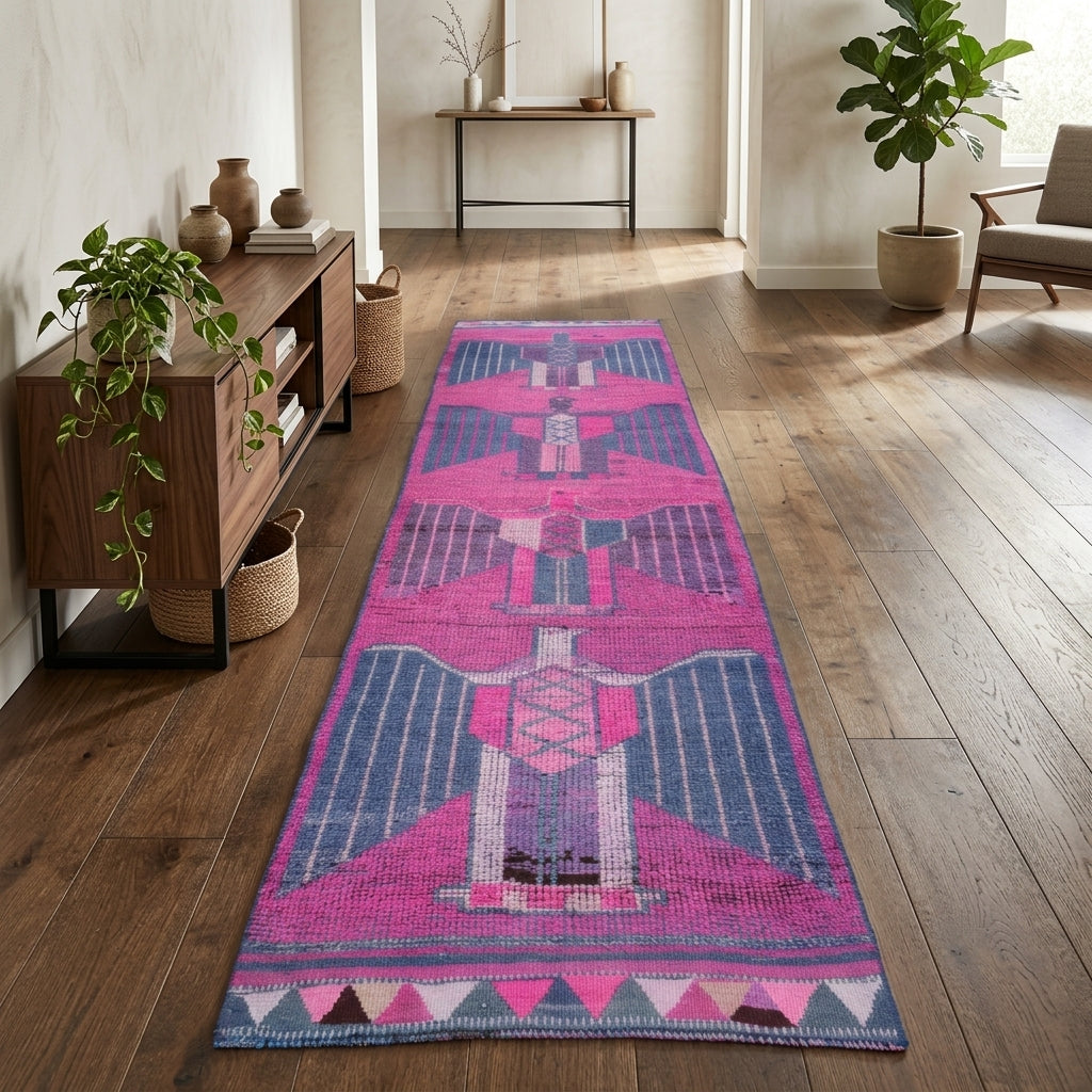 Egyptian pattern on the Hippopelia vintage runner rug – handmade in Anatolia, Turkey