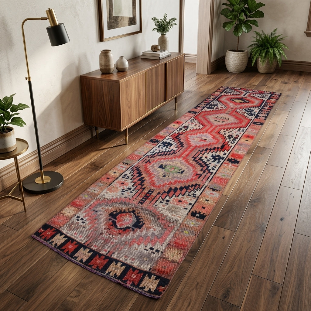 Oriental pattern on the Galenotima vintage runner rug – handmade in Anatolia, Turkey