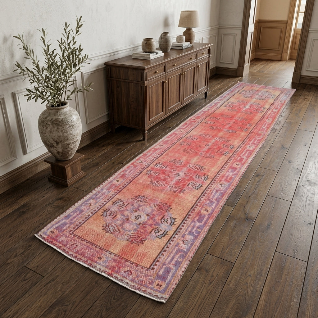 Tribal pattern on the Galenosela vintage runner rug – handmade in Anatolia, Turkey