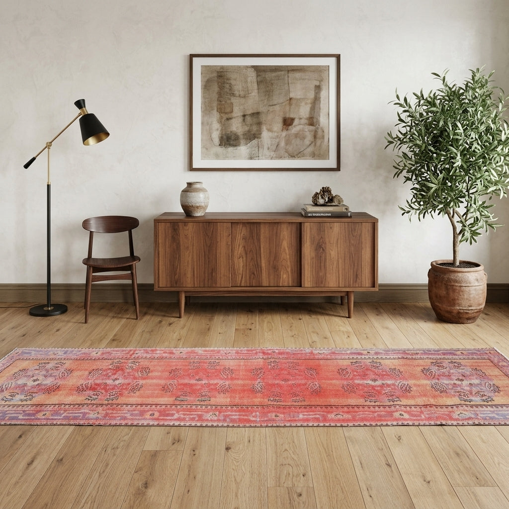 Tribal pattern on the Galenosela vintage runner rug – handmade in Anatolia, Turkey