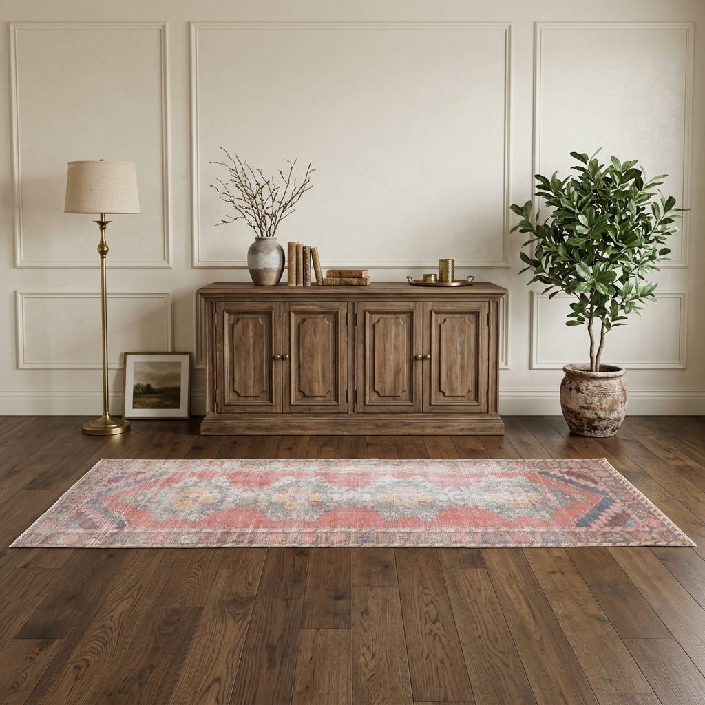 Oriental pattern on the Fulyapare vintage runner rug – handmade in Anatolia, Turkey