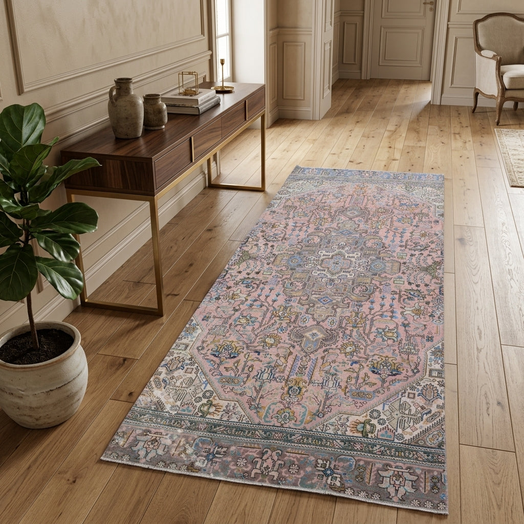 Oriental pattern on the Heliophone vintage runner rug – handmade in Anatolia, Turkey
