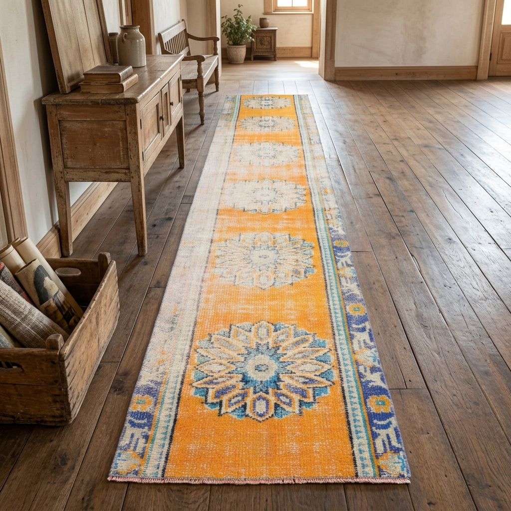 Oriental pattern on the Goncacihan vintage runner rug – handmade in Anatolia, Turkey