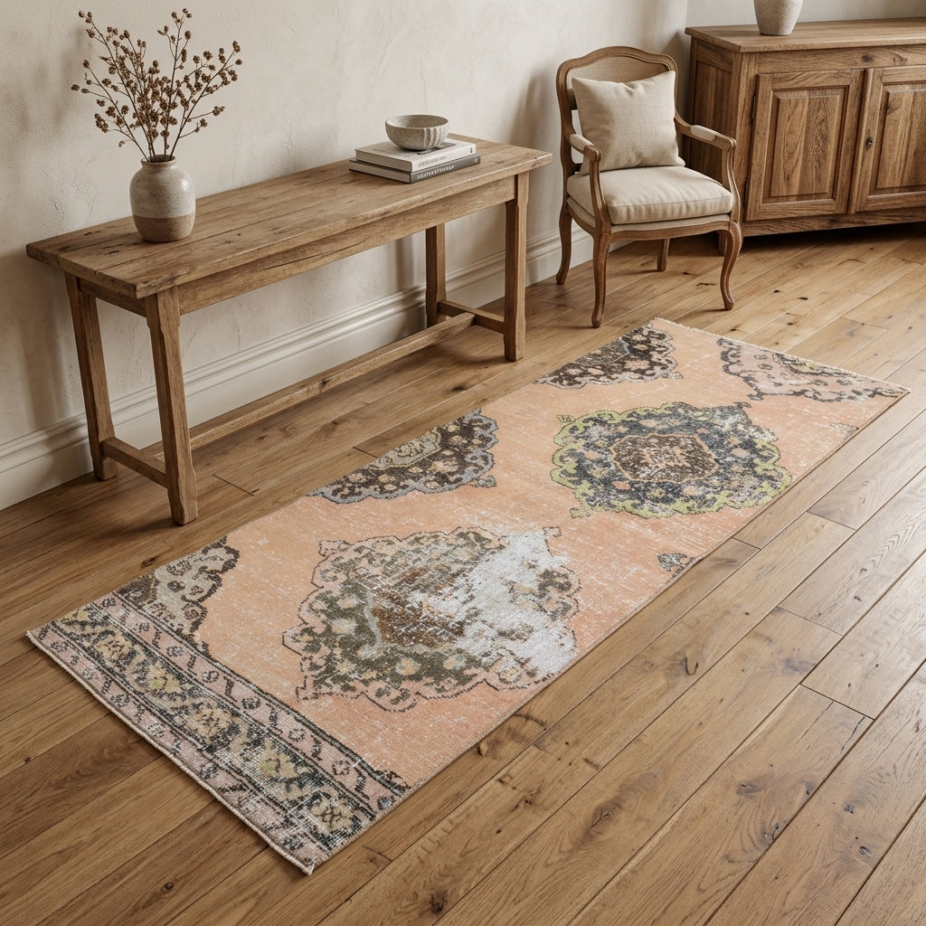 Oriental pattern on the Eupeleia vintage runner rug – handmade in Anatolia, Turkey