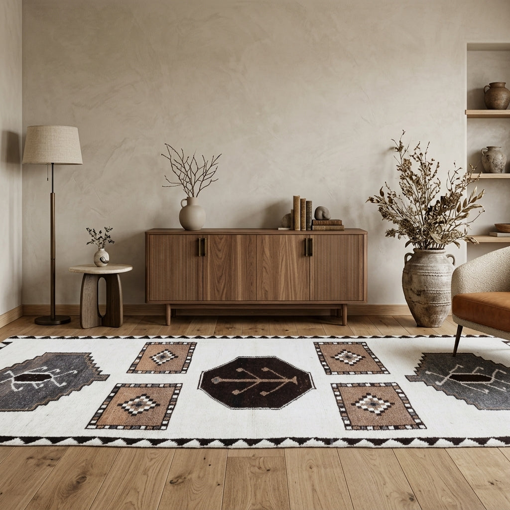 Oriental pattern on the Elmaspeyker vintage runner rug – handmade in Anatolia, Turkey