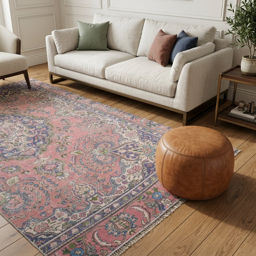 Oriental pattern on the Kamelyanaz vintage area rug – handmade in the Persian region