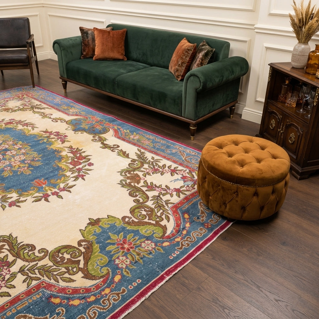 Oriental pattern on the Goktac vintage area rug – handmade in the Persian region