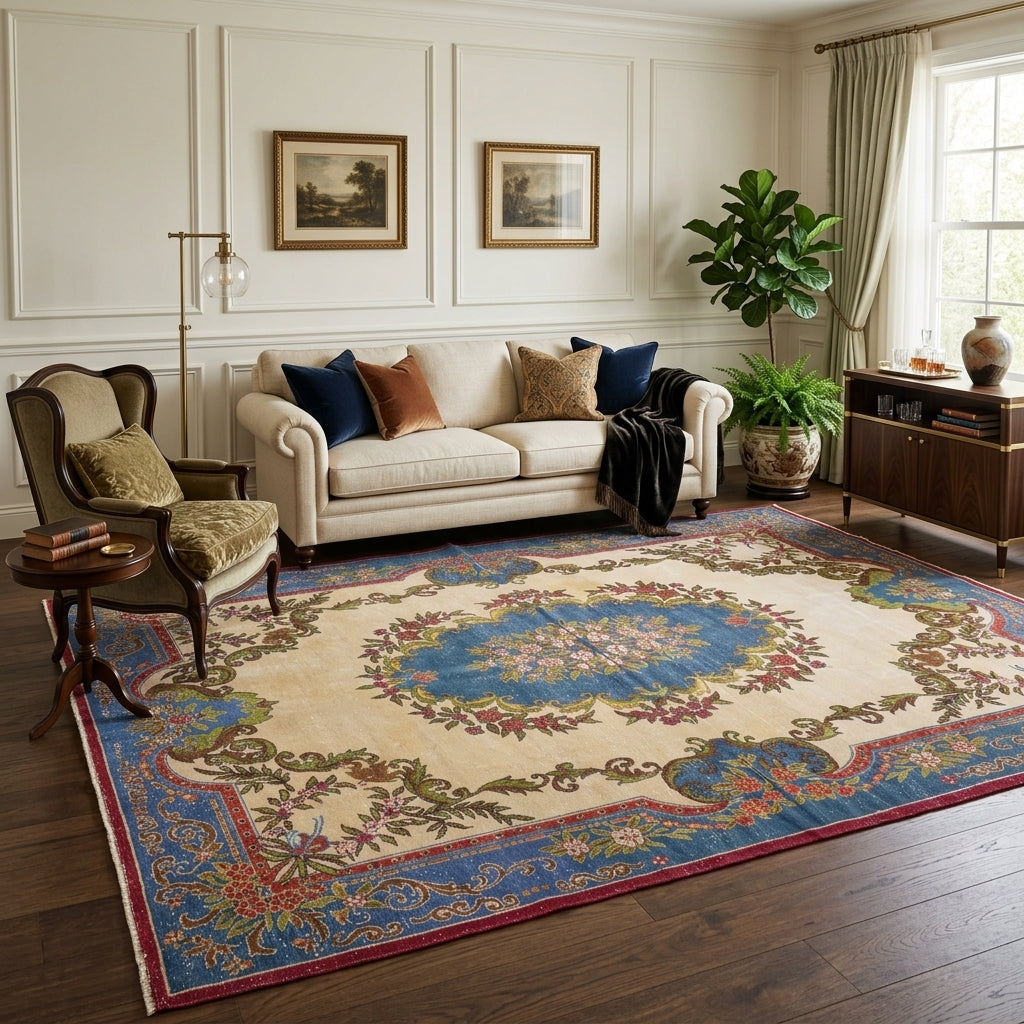 Oriental pattern on the Goktac vintage area rug – handmade in the Persian region
