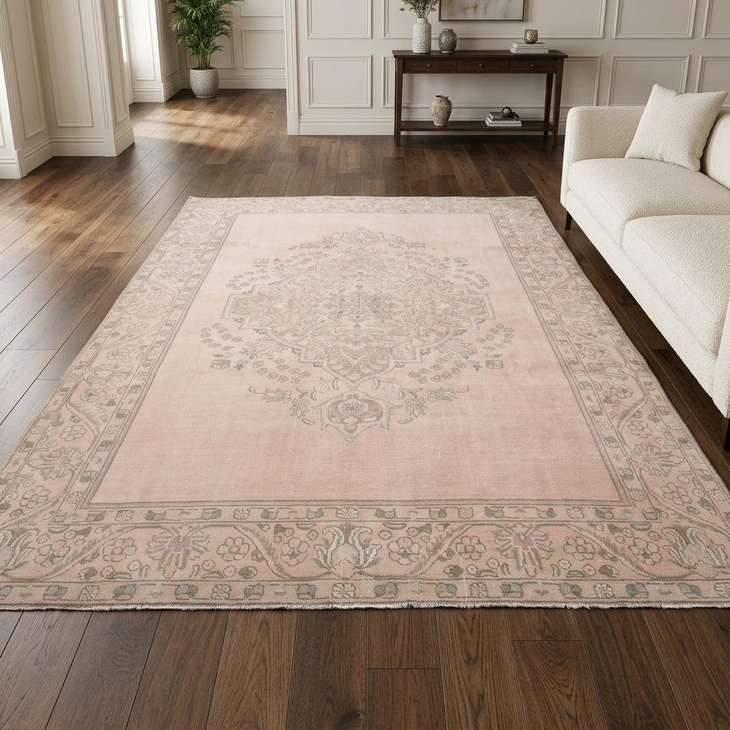 Oriental pattern on the Kleokrateia vintage area rug – handmade in the Persian region