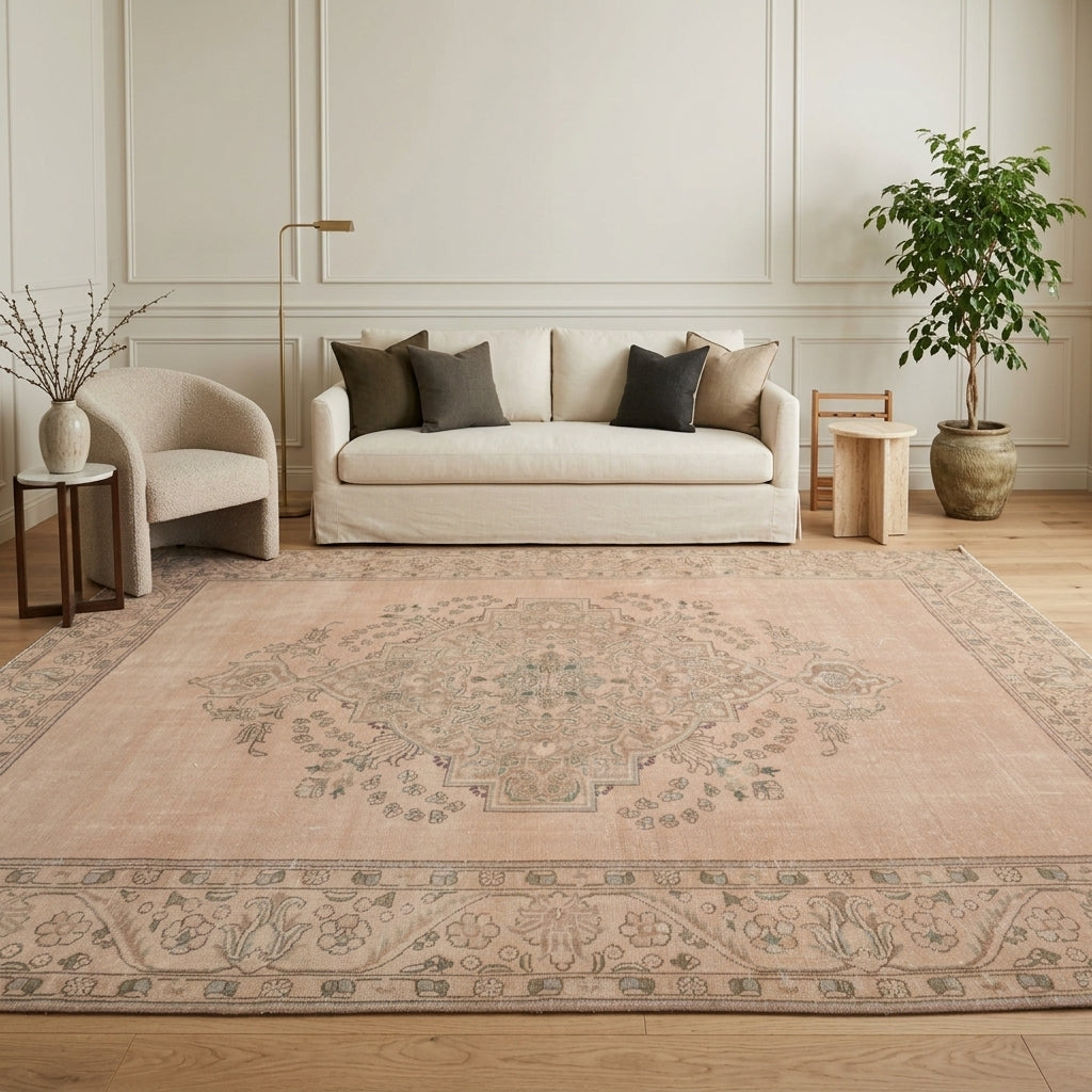 Oriental pattern on the Kleokrateia vintage area rug – handmade in the Persian region