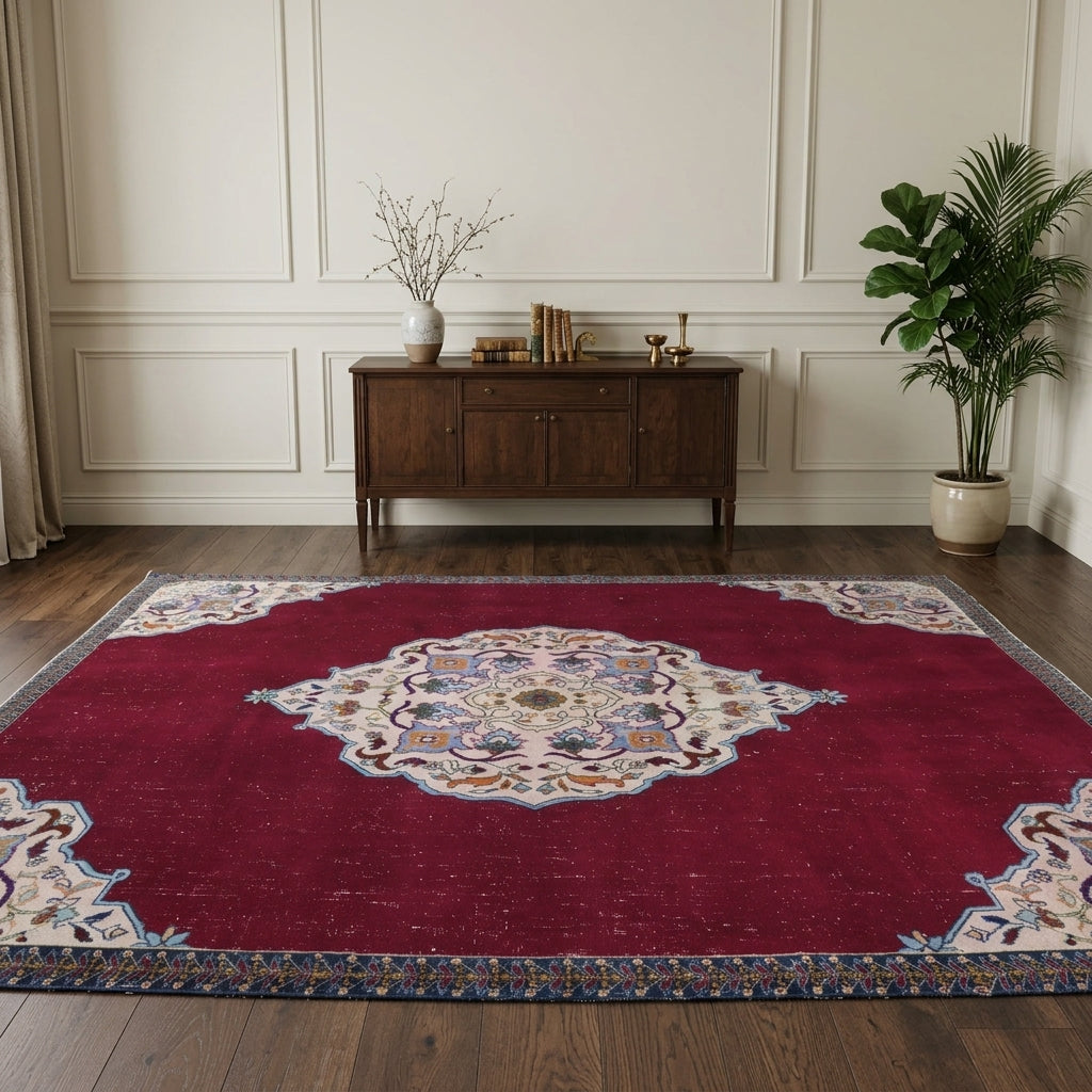 Oriental pattern on the Yelizruh vintage area rug – handmade in Anatolia, Turkey