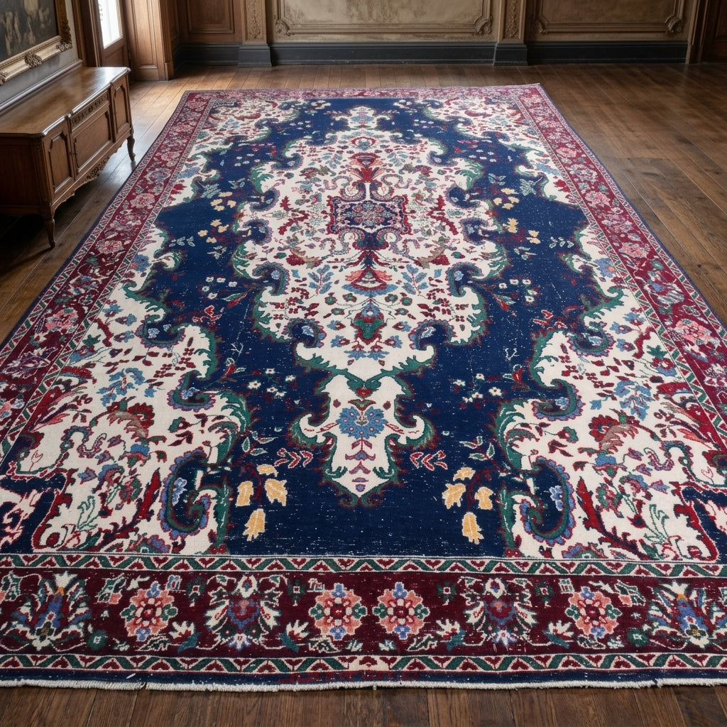 Oriental pattern on the Serinmelek vintage area rug – handmade in Anatolia, Turkey