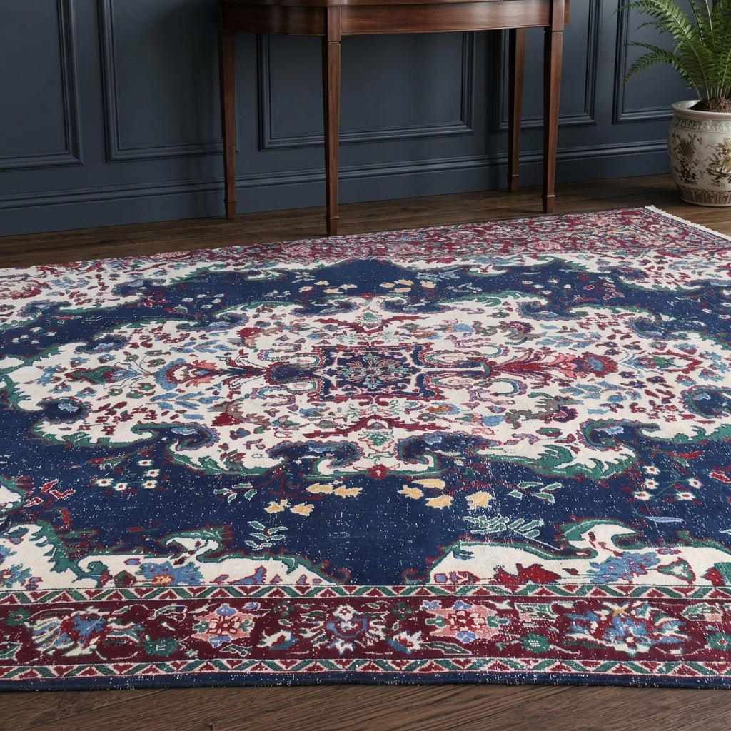 Oriental pattern on the Serinmelek vintage area rug – handmade in Anatolia, Turkey
